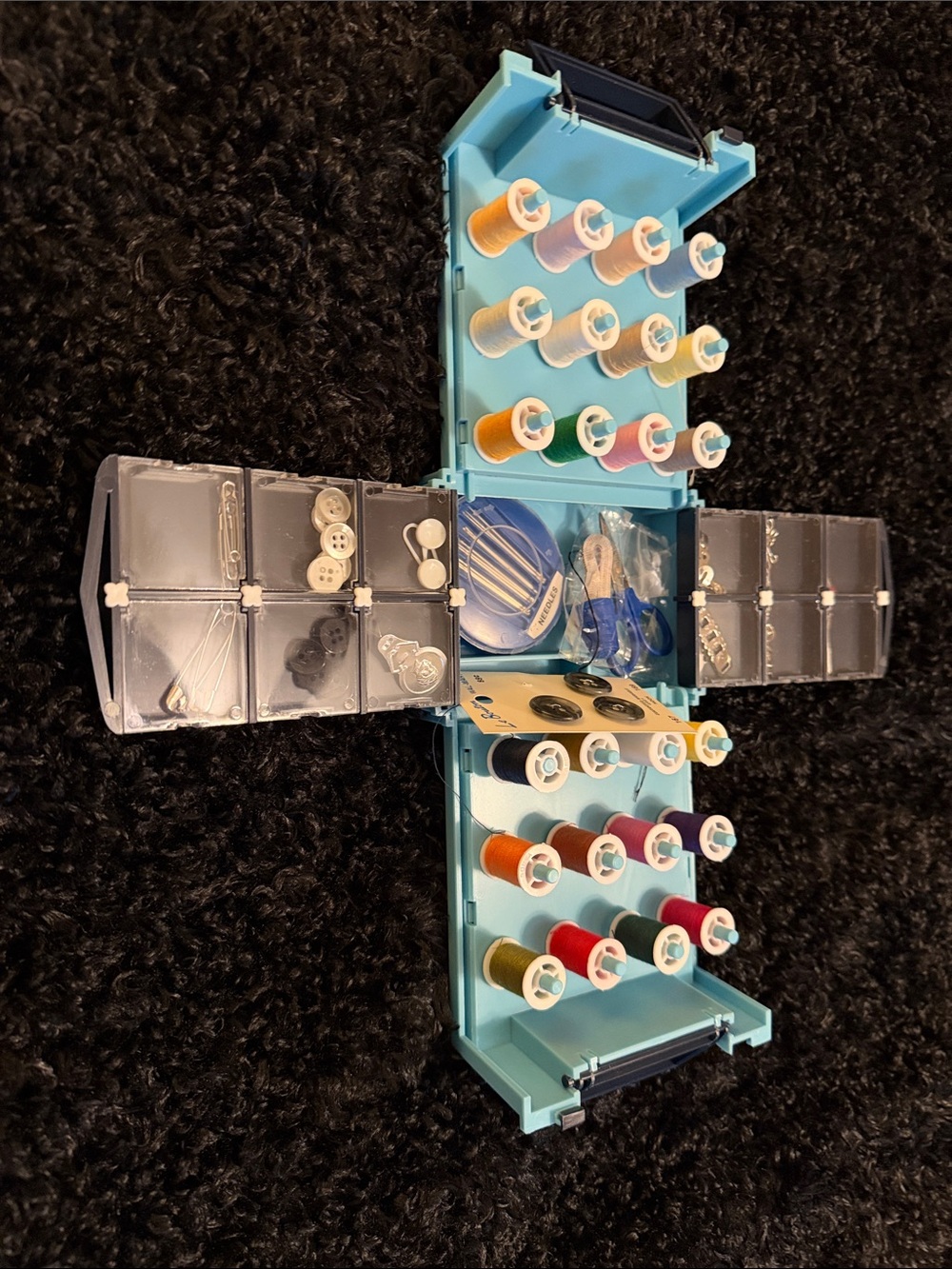 Blue Sewing Box with 24-Color Thread Set - Picture 4 of 4